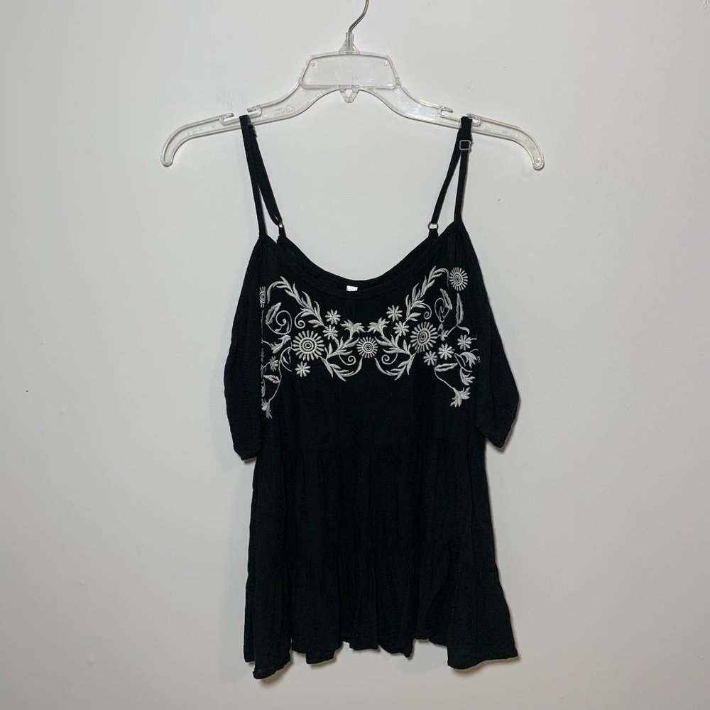Xhilaration Embroidered Black Cold Should Top Size S - Picture 4 of 12